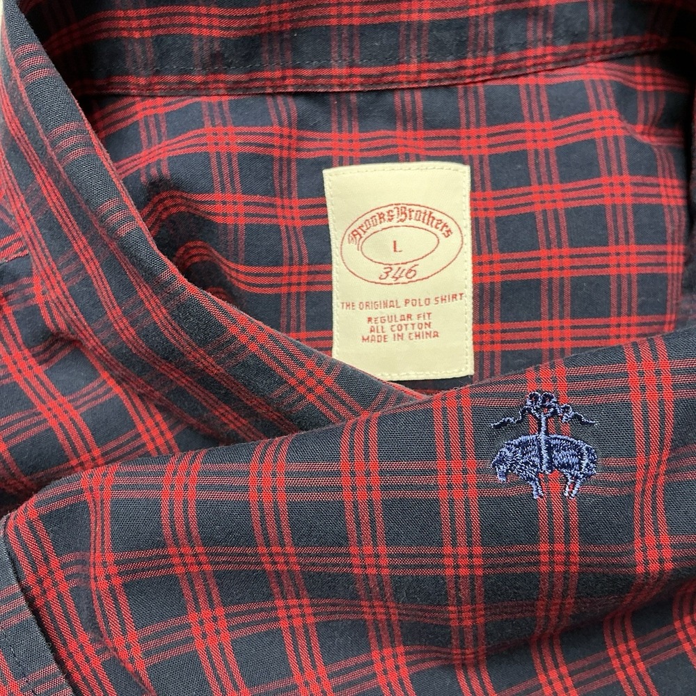 Brooks Brothers Shirt Mens Large Red Plaid Long Sleeve Button Down Cotton
